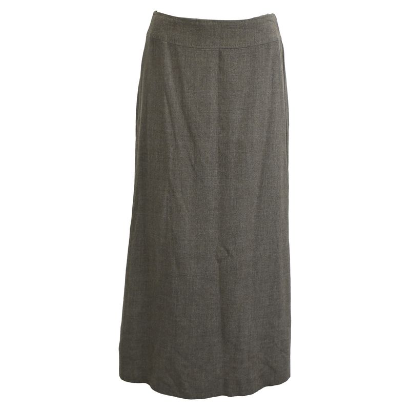 Max Mara Straight Midi Skirt In Grey Wool